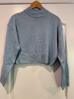 Divided by H&M Cropped Mock Neck Sweater - Light Blue Sz XS